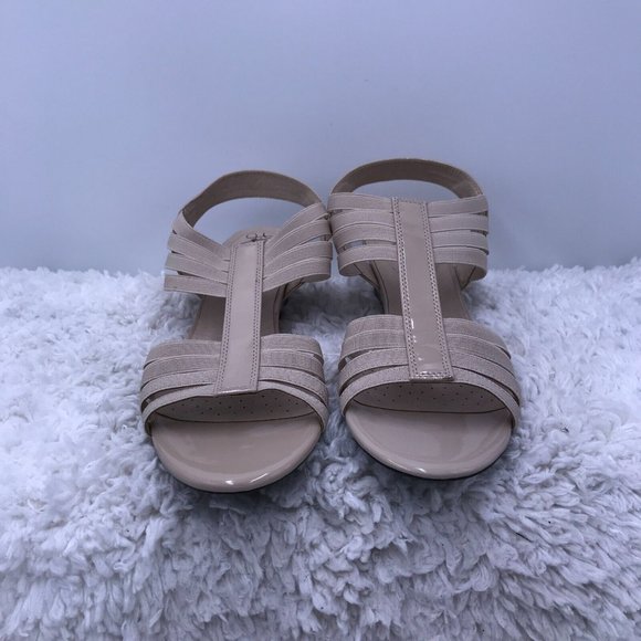 LIFE STRIDE Sandals Womens 9.5M YOURS Taupe Tan Beige Wedge‎ Flats Soft System - Picture 2 of 7